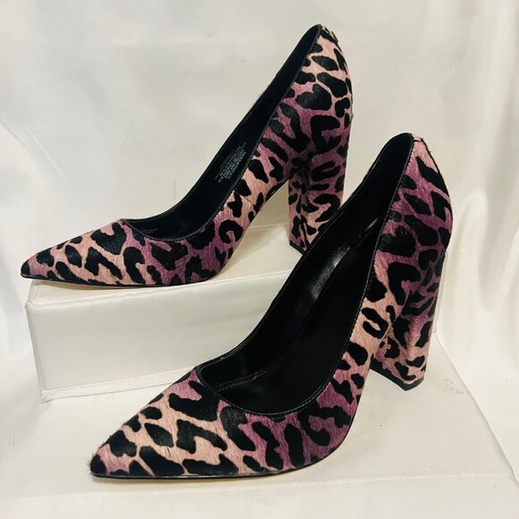 Guess Abagail Y2 Dark Purple/Black Real Calf Fur Animal Print Hide-Leather-Sz. 9 - Picture 13 of 16
